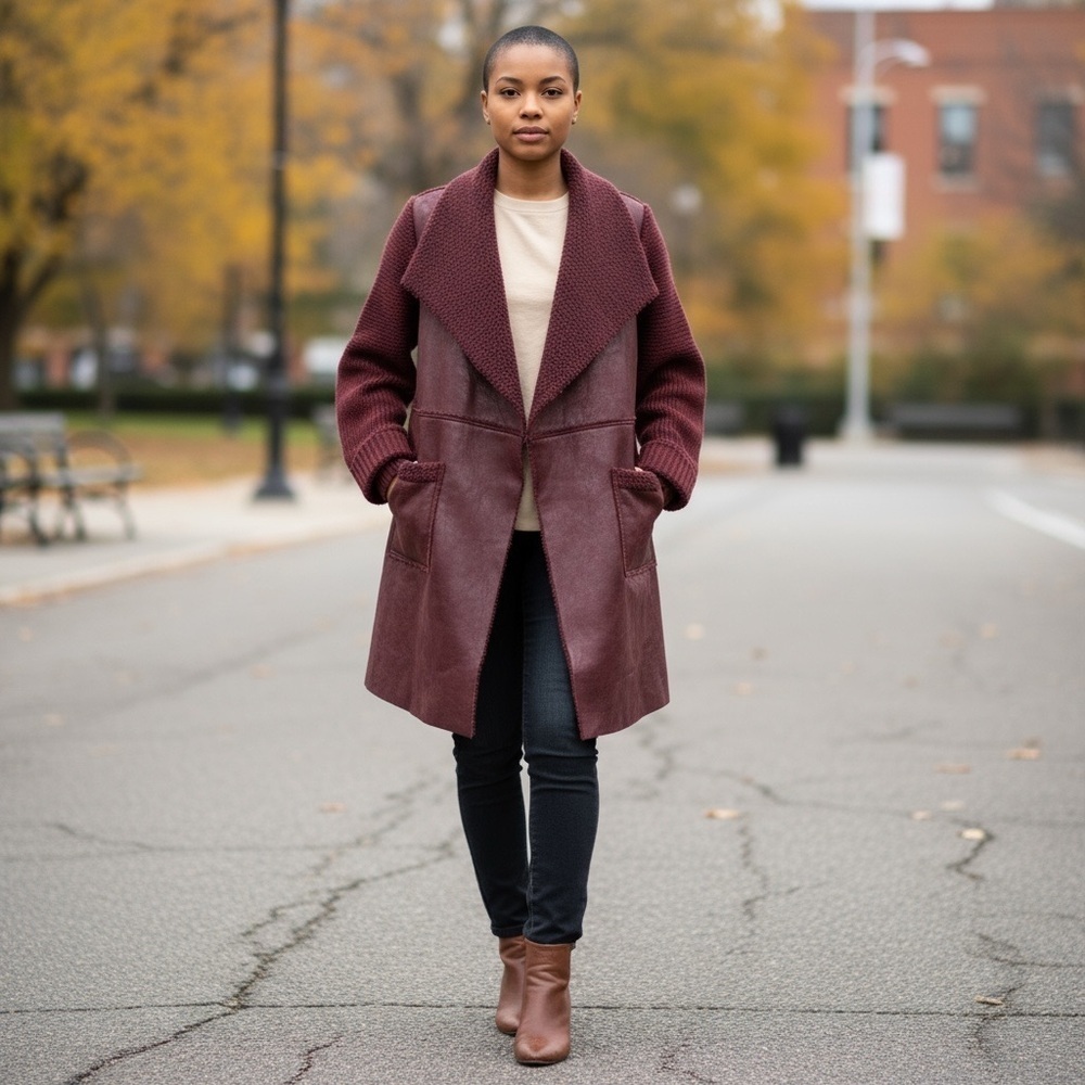 NWT WD NY Maroon Cardigan Sweater